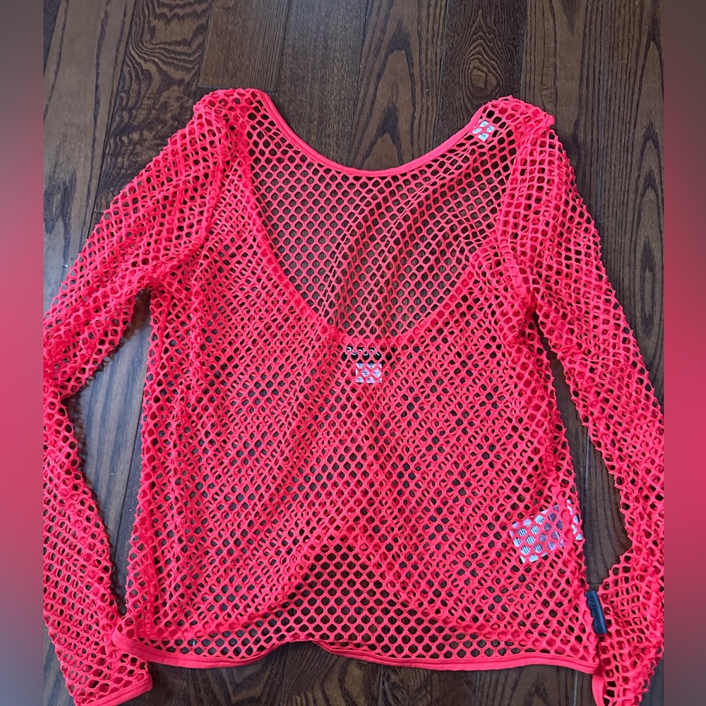 Reebok Vibrant Red Mesh Blouse